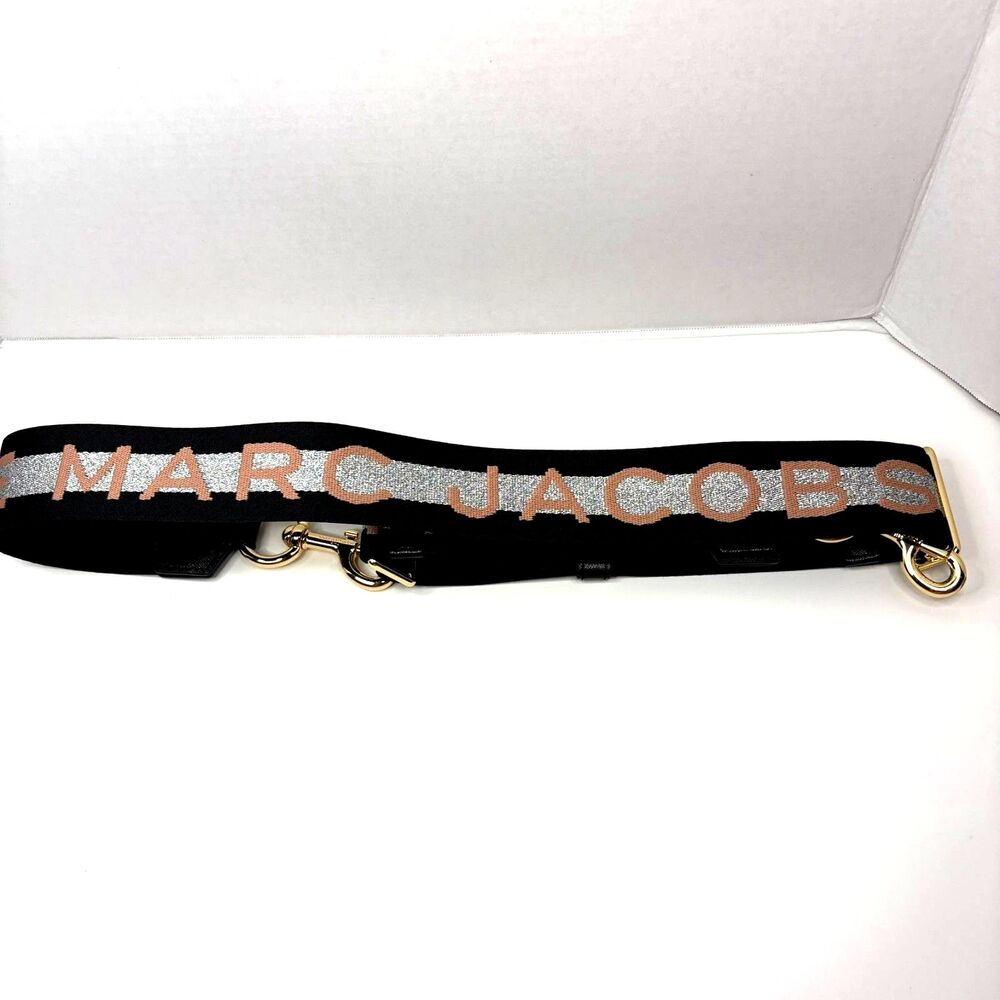 Marc Jacobs Adjustable Webbing Purse Strap L1040 NWOT Rose Gold Black Silver